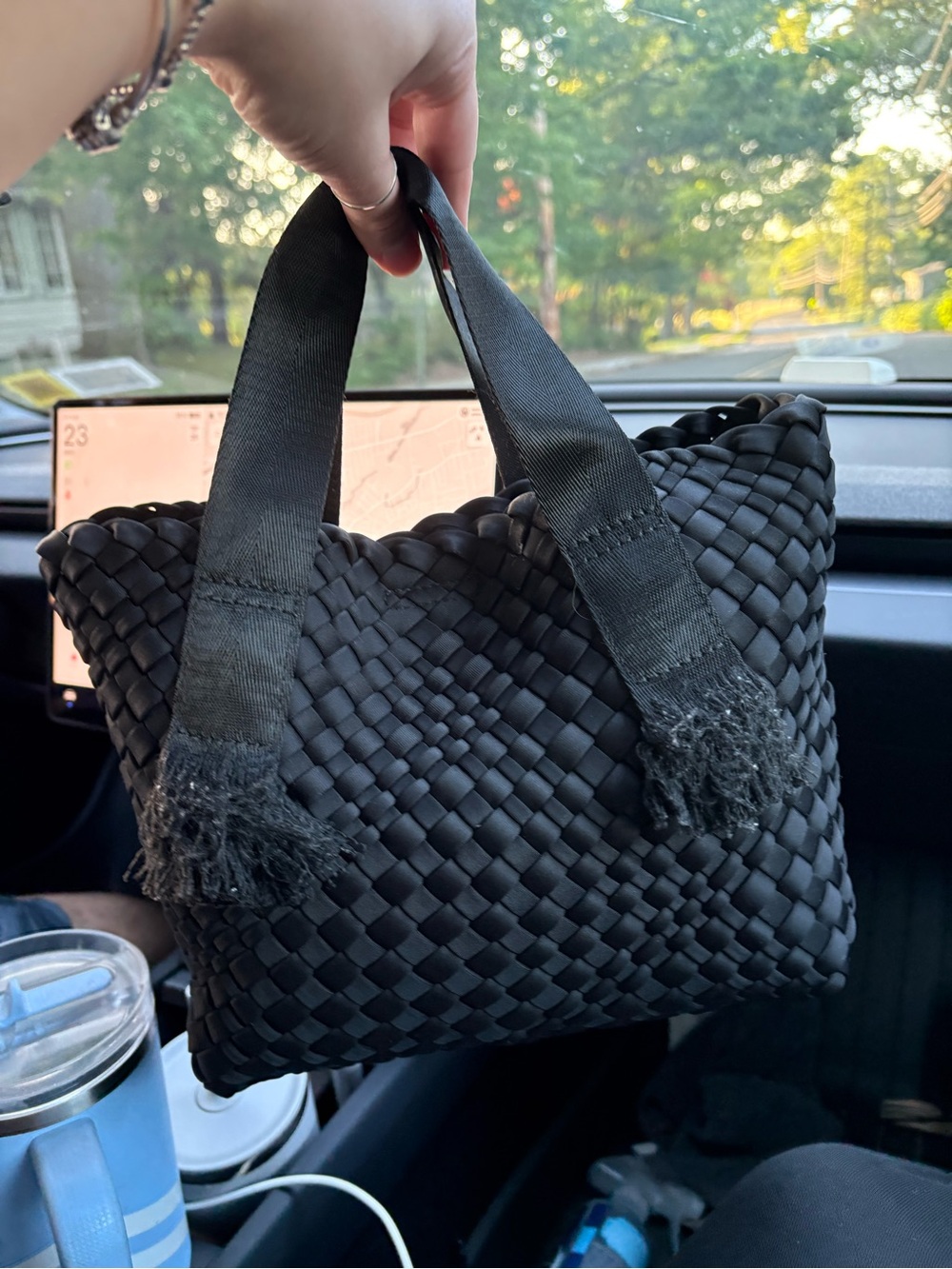 Black Woven Tote Bag